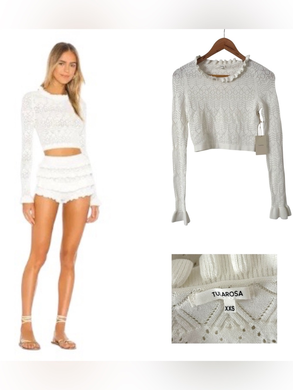 Tularosa Lana Pointelle Knit Cropped Top